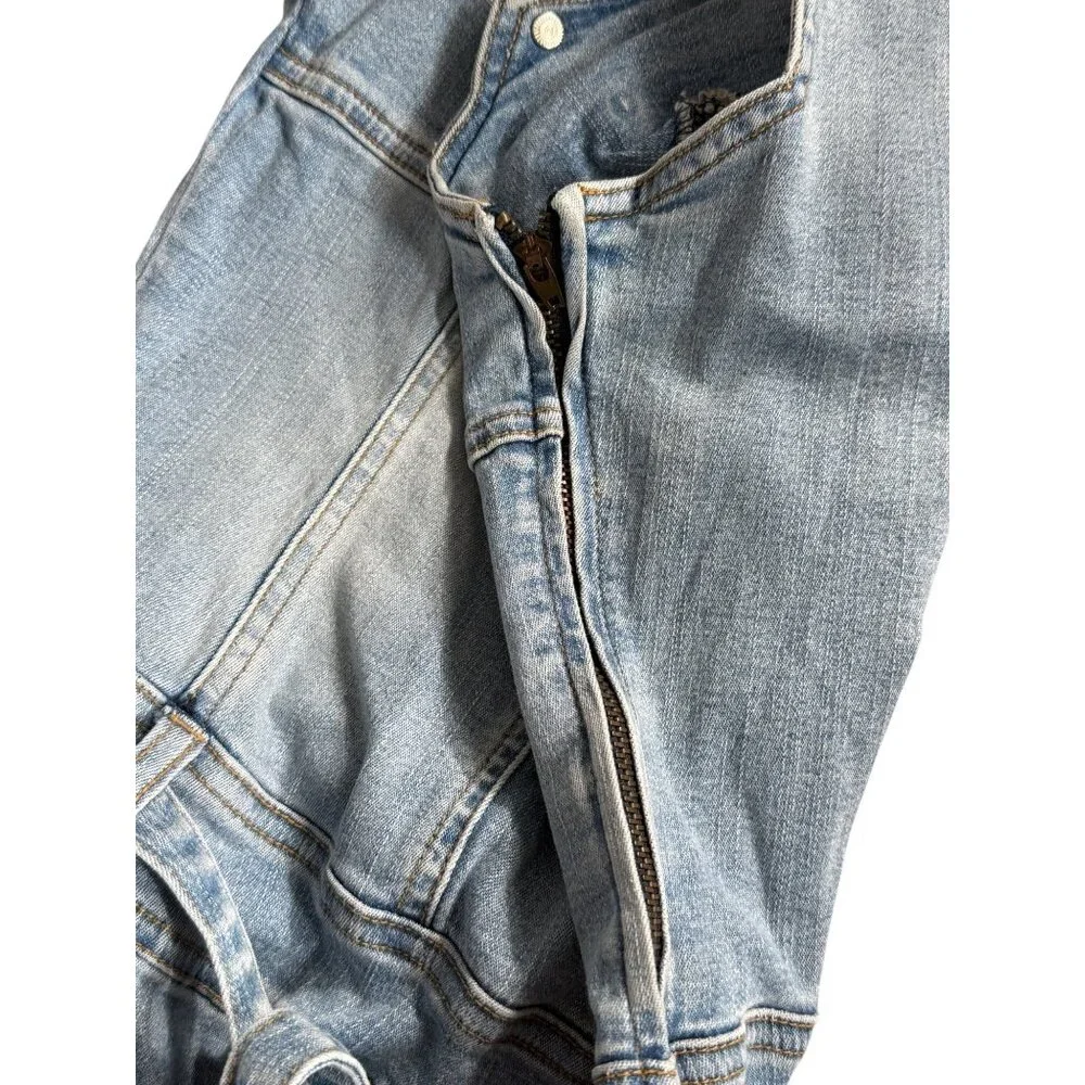 Hot Kiss Women Size S Vintage Denim Jumpsuit Belt One-Piece 90s Y2K Stretch Blue - Picture 7 of 7